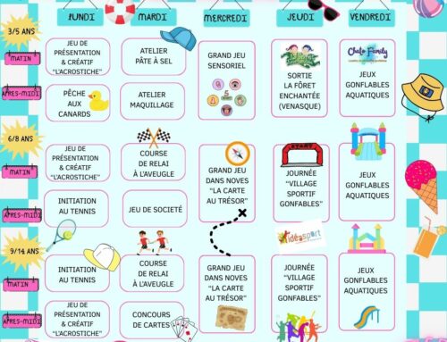 Planning – Du 21 au 25 juillet