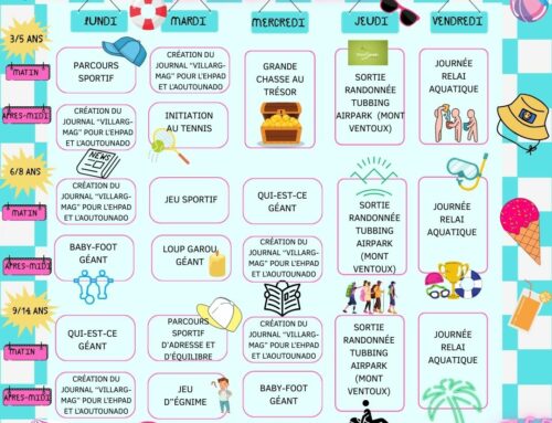 Planning – Du 28 juillet au 1er août
