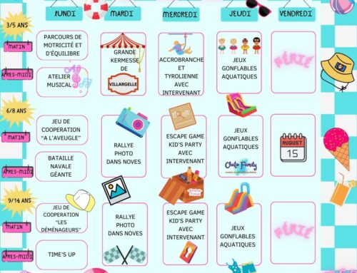 Planning – Du 11 au 15 août