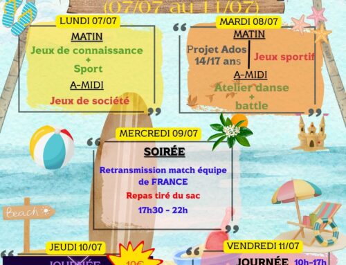 Planning – Du 7 au 11 juillet 2025