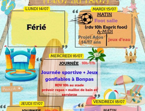 Planning – Du 14 au 18 juillet 2025