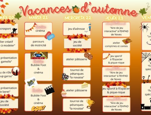 Planning des vacances d’automne / Villargelle semaine 1
