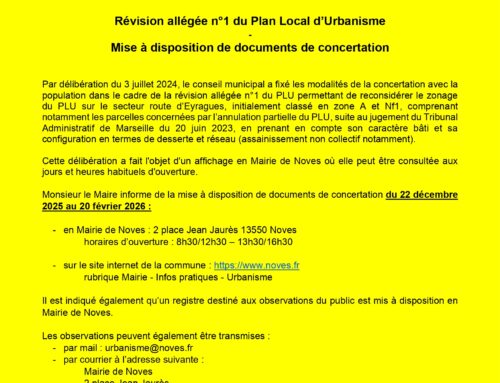 Avis de concertation – Révision allégée n°1 du P.L.U.