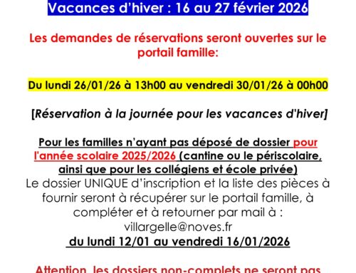 Villargelle / Procédure de réservation / Vacances d&rsquo;hiver