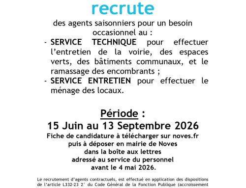 Recrutements d&rsquo;agents saisonniers